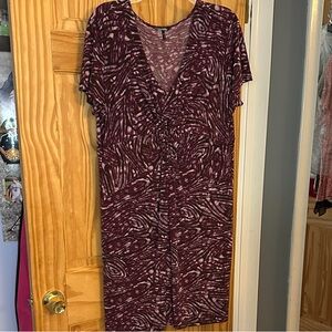 Daisy Fuentes Plum Patterned Midi Dress